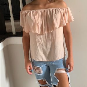 Light pink off the shoulder tee